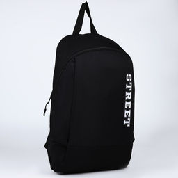 Рюкзак школьный текстильный Street, 46×30×10 см, вертикальный карман, чёрный