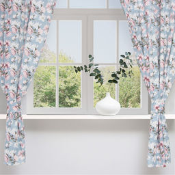 Комплект штор для кухни с подхватами Доляна Магнолия, 150х180 см - 2 шт, 50% хл, 50% пэ