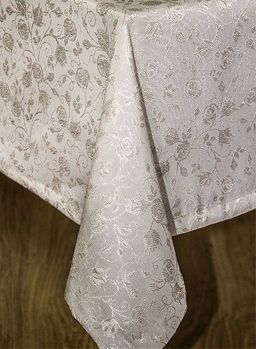 Скатерть арт. 13000/3/120, МАЛЕНЬКАЯ РОЗА, цвет ТЕМНЫЙ БЕЖ, тефлоновая скатерть, размеры 120 см х 160 см, КРАЙ - ПОДГИБКА И ПРОШИВКА
