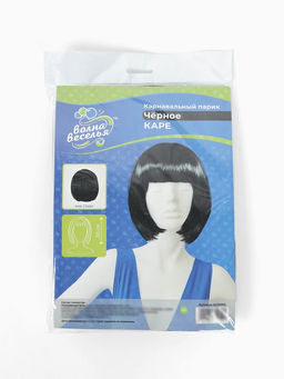 Парик карнавальный "Каре" черный, 1 шт. 110 гр.