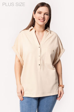 Over-size футболка-поло из трикотажа пике. - Vilatte фото 4