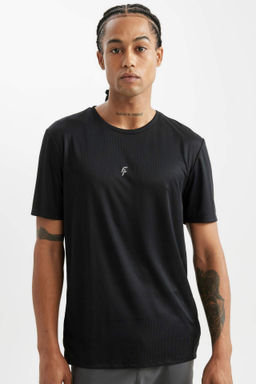 DeFactoFit Slim Fit Dar Kesim Bisiklet Yaka Bask?l? K?sa Kollu Sporcu Tisort  фото 5