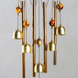 Музыка ветра «Ожерелье и слон», 4 трубки 5 колокольчиков, 54 см