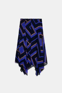 PRINTED ASYMMETRIC MIDI SKIRT - Zara фото 9