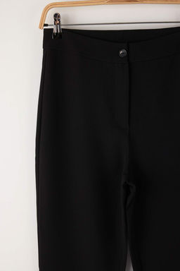 Siyah Flare Ispanyol Paca Bootcut Dokuma Pantolon TOFAW19BB0581