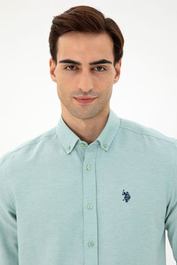 Мужская мятная базовая рубашка с длинным рукавом - U.s. polo assn фото 2