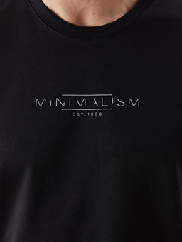 Bisiklet Yaka Bask?l? Penye Erkek Ti??rt