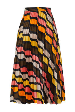 Cok Renkli Desenli Saten Kumas Pile Detayl? Midi Boy Dokuma Etek TWOSS24ET00245 - Trendyolmilla фото 8