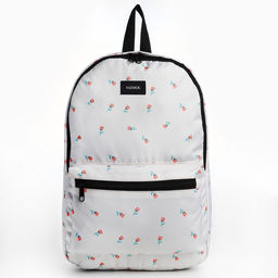 Рюкзак школьный текстильный Цветы, 42?14?28 см, белый - Nazamok фото 4