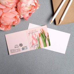 Цена за 20 шт. Открытка-мини 8 марта, 7?7 см