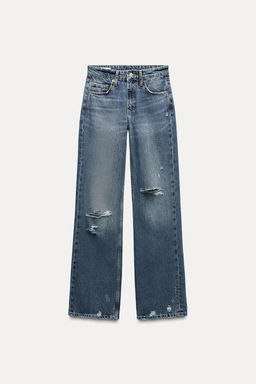 RIPPED MID-RISE WIDE-LEG TRF JEANS - Zara фото 7
