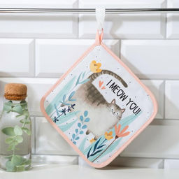 Цена за 2 шт. Прихватка I meow you 19х19 саржа,100% х/л,ватин 250г/м2