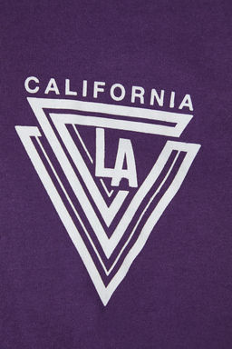 Mor Oversize Bisiklet Yaka K?sa Kollu Sehir Bask?l? %100 Pamuklu T-Shirt TMNSS20TS1102