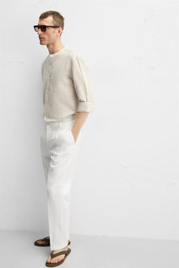 100% LINEN PLEATED TROUSERS - Zara фото 7