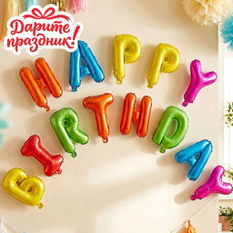 Интерьерное украшение "Гирлянда из шаров. С Днем Рождения!" цвет разноцветный