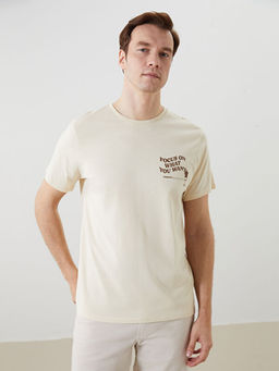 Bisiklet Yaka K?sa Kollu Bask?l? Penye Erkek Ti??rt