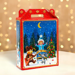 Цена за 5 шт. Подарочная коробка новогодняя Подарок Чаепитие 16,8 х 7 х 25 см.