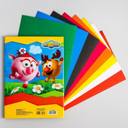 Картон цветной немелованный А5, 8 л., 8 цв., СМЕШАРИКИ, 220 г/м2  фото 3