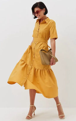 Платье хлопок OD-791-4 горчица OD-791-4