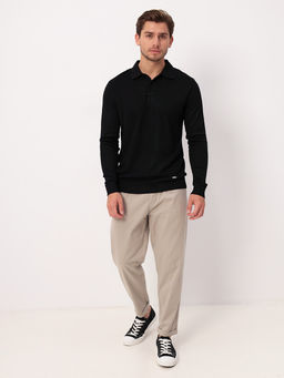 Джемпер мужской с воротником поло GREG G128-12-ромб F (черный)  фото 2