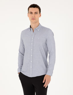 Lacivert Slim Fit Uzun Kollu G_mlek