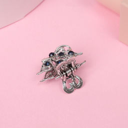 Цена за 6 шт. Крабик для волос «Синий туман», крыло бабочки, 2.5 см, серебро