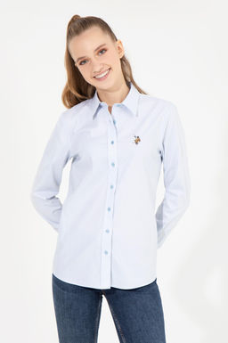 U. S. Polo Assn Женская голубая базовая рубашка с длинным рукавом - U.s. polo assn фото 4