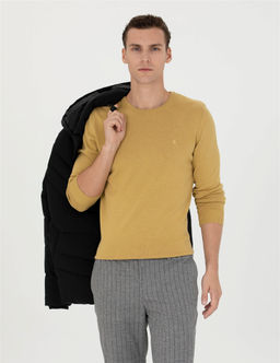 Ye_il Slim Fit Bisiklet Yaka Basic Triko Kazak