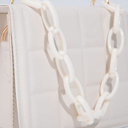 Сумка женская мессенджер из искусственной кожи с цепью, 14×20 см, молочная