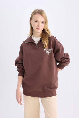 Классический простой свитшот широкого кроя Cool Oversize - Defacto фото 3