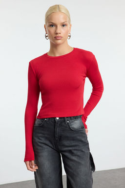 Trendyolmilla Siyah-Haki 2li Paket Fitted/Vucuda Oturan Bisiklet Yaka Crop Fitilli Esnek Orme Bluz TWOAW22BZ0331  фото 11