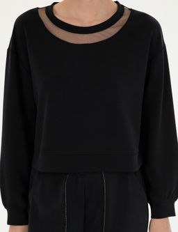 Siyah Crop Top Sweatshirt