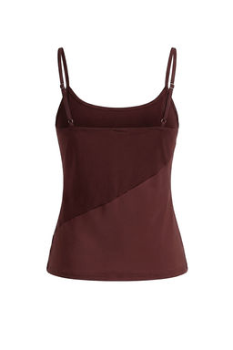 Limited Edition Kahverengi Hafif Degaje Yaka Saten Party Bluz TPRSS26BZ00018