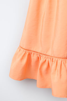 VESTIDO VOLANTE ENTREDOS / Naranja - Zara фото 4