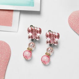 Цена за 3 шт. Серьги-клипсы детские «Выбражулька» бабочка с бусинами, цвет МИКС