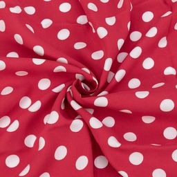 Ткань на отрез штапель 150 см 31-04 Белый горох на красном