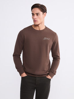 Bisiklet Yaka Bask?l? Erkek Sweatshirt