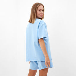 Костюм женский: футболка, шорты, MINAKU: SPORTY & STYLISH, размер 48, голубой
