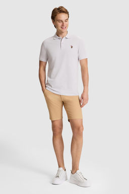 Erkek A__k Gri Regular Fit Polo Yaka Basic Ti__rt