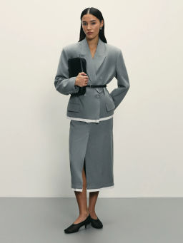 Юбка миди с контрастной деталью по низу / Zarina  фото 6