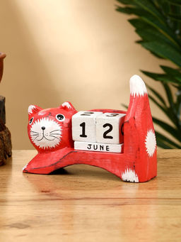 Календарь настольный Кошка, 13410 см, дерево, красный