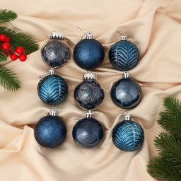 Ёлочные игрушки Мелодия, шары новогодние, d=6 см, набор 9 шт., веточки диско, синий - Зимнее волшебство фото 3