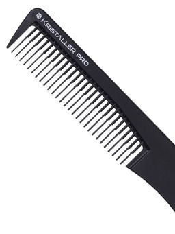 Kristaller Профессиональный гребень для волос с металлической вилкой 06969, карбон, черный, 19,5 см