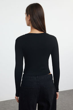 Trendyolmilla Siyah-Ekru Ikili Paket Crop/K?sa Fitted/Vucuda Oturan Orme Bluz TWOAW25BZ00061 фото 10