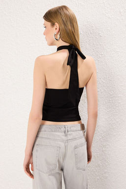 Siyah Boyundan Baglamal? Fitted/Vucuda Oturan Esnek Orme Bluz TWOSS24BZ00459