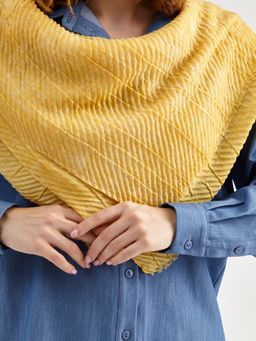 Большой, двусторонний однотонный палантин из жатого полотна вареный хлопок - Tantino фото 5