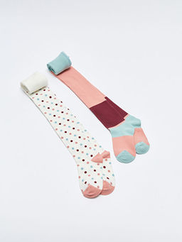 Desenli K?z ?ocuk K?lotlu ?orap 2li