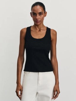 Майка из модала и хлопка со стразами / Zarina  фото 3