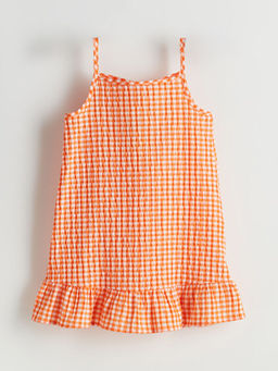 Ekose Kare Yaka K?z ?ocuk Elbise