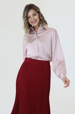 Рубашка из искусственного шелка со спущенным плечом - Looklikecat фото 7